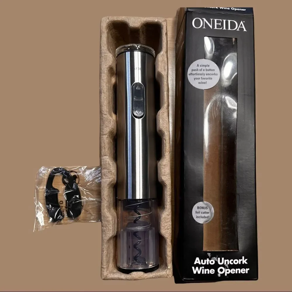 Oneida auto uncork wine opener with foil cutter. Electric Tested
